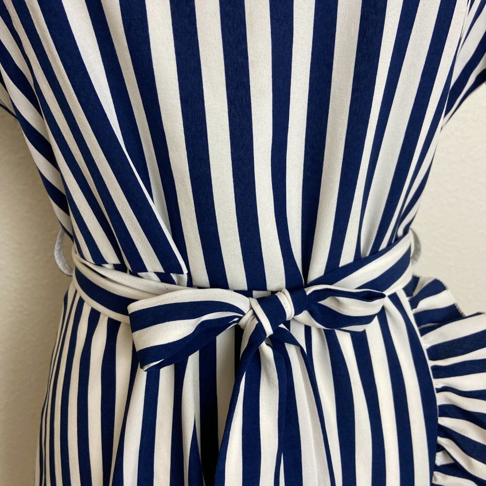 Stellah Blue& White Strip Ruffle Dress Size Small - Picture 3 of 6